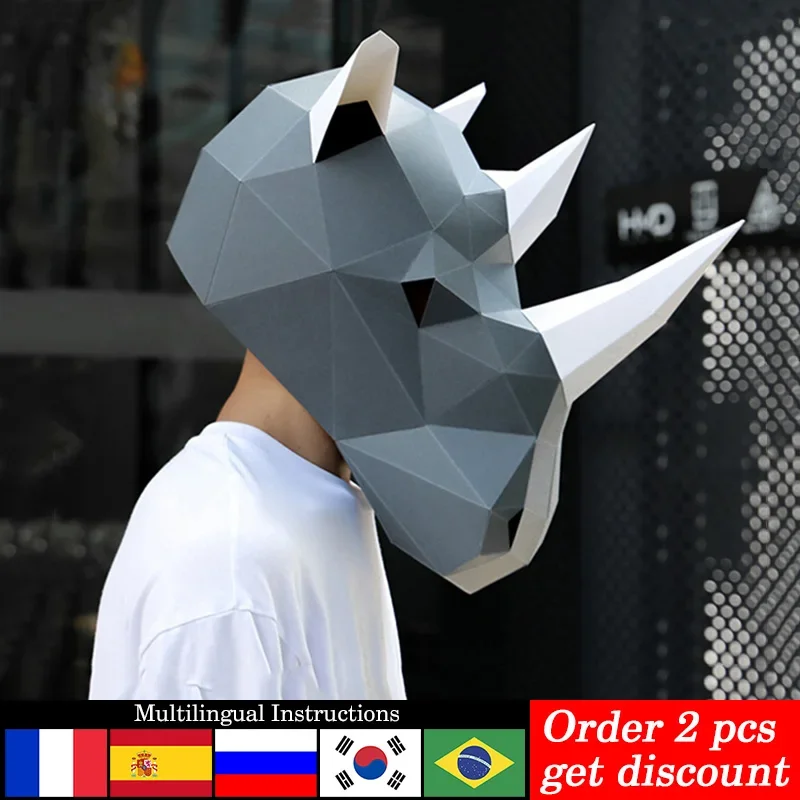 Rhinoceros Adult Head Mask Pap - đánh giá và giá Art Craft Cardboard