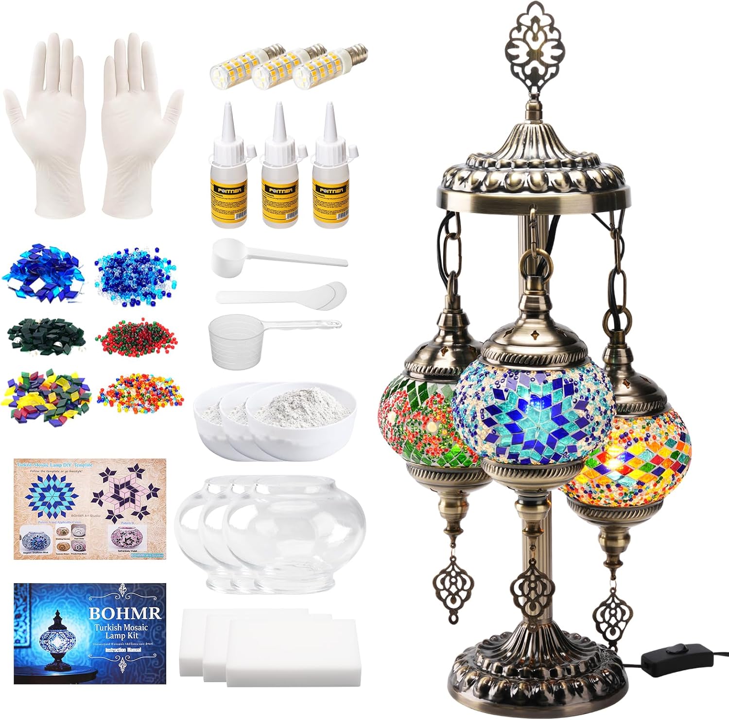 DIY 3 Globe Turkish Mosaic Lam - đánh giá và giá Art Craft Kit